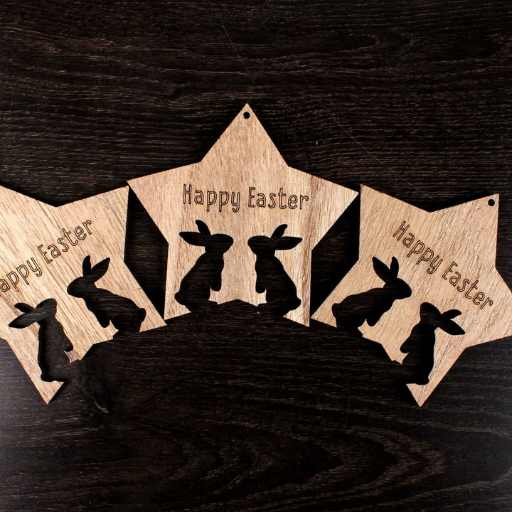 Christianartworkshop Étoile de Pâques rustique : Ornement suspendu silhouette de lapin - image 1