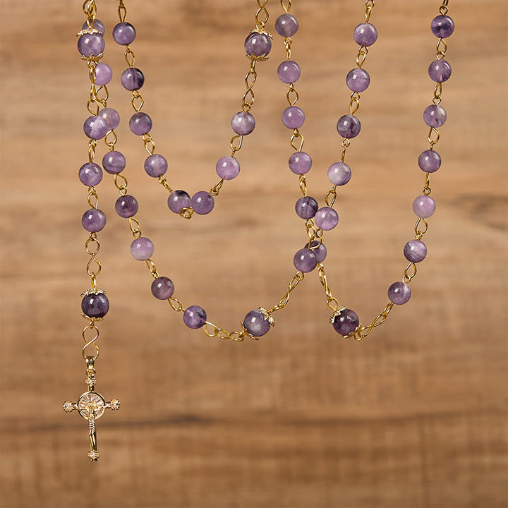 Christianartworkshop Notre-Dame de Guadalupe et crucifix en cristal violet rond de 8 mm - image 7