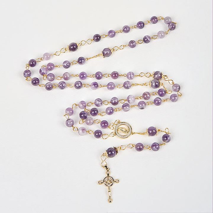 Christianartworkshop Notre-Dame de Guadalupe et crucifix en cristal violet rond de 8 mm - image 8