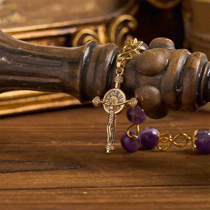 Christianartworkshop Notre-Dame de Guadalupe et crucifix en cristal violet rond de 8 mm - image 6