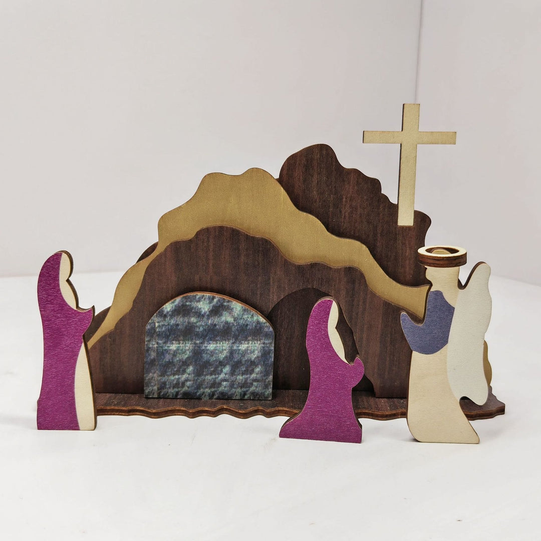 Christianartworkshop « Il est ressuscité » - Scène de la Résurrection en bois sculpté à la main avec décoration en croix - Il est ressuscité - image 0