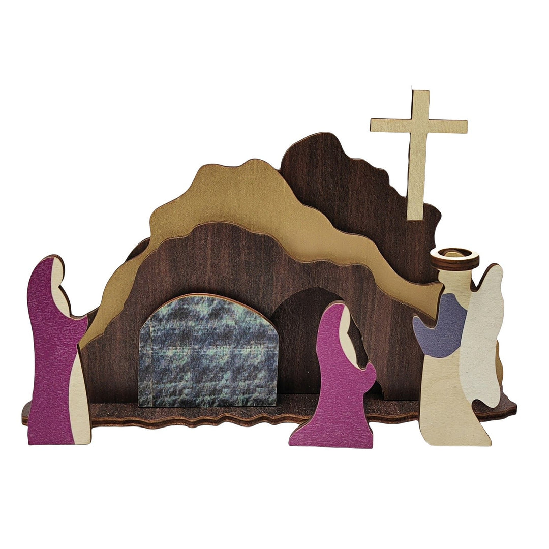 Christianartworkshop « Il est ressuscité » - Scène de la Résurrection en bois sculpté à la main avec décoration en croix - image 2