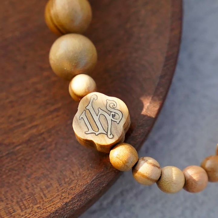 Bracelet en bois d'olivier Christianartworkshop, chapelet de roses, bracelet élastique portable - image 15