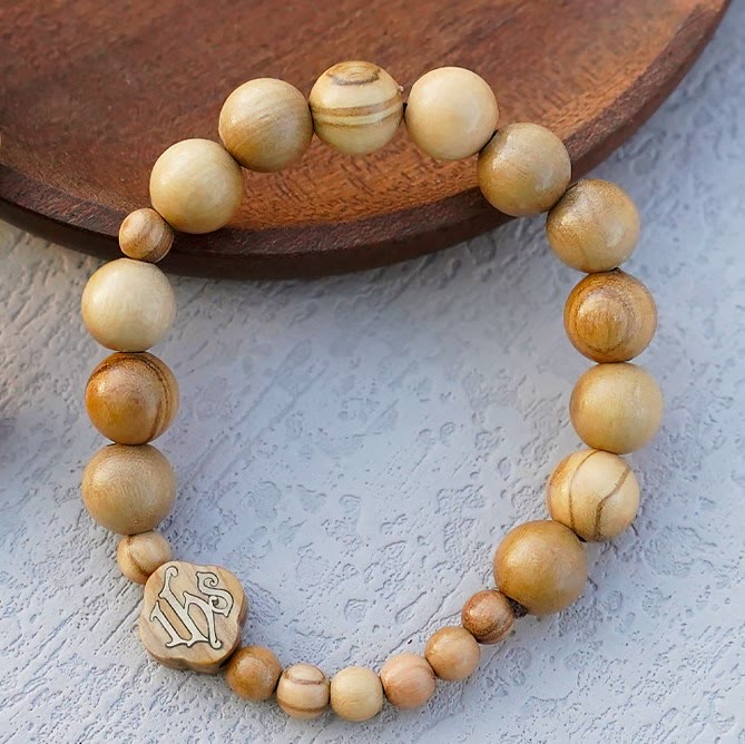 Bracelet en bois d'olivier Christianartworkshop, chapelet de roses, bracelet élastique portable - image 14