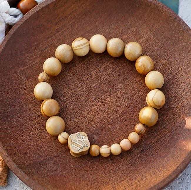 Bracelet en bois d'olivier Christianartworkshop, chapelet de roses, bracelet élastique portable - 10 mm-a - image 2