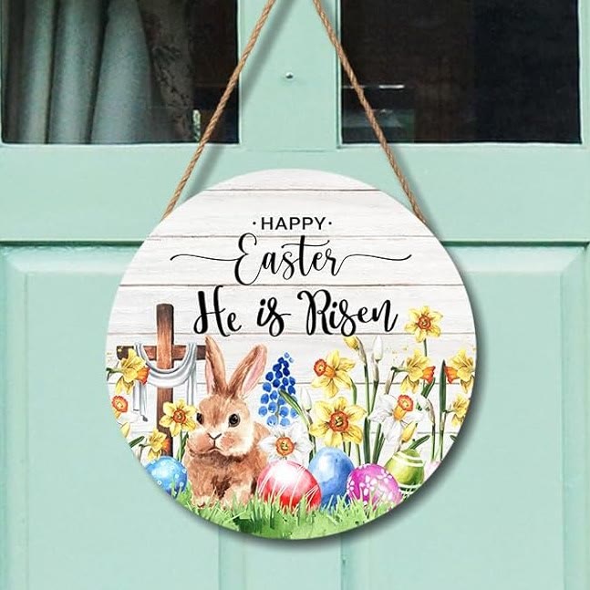 Christianartworkshop Joyeuses Pâques ! Pendentif lapin de Pâques : Car Il est ressuscité - Lapin de Pâques - image 0