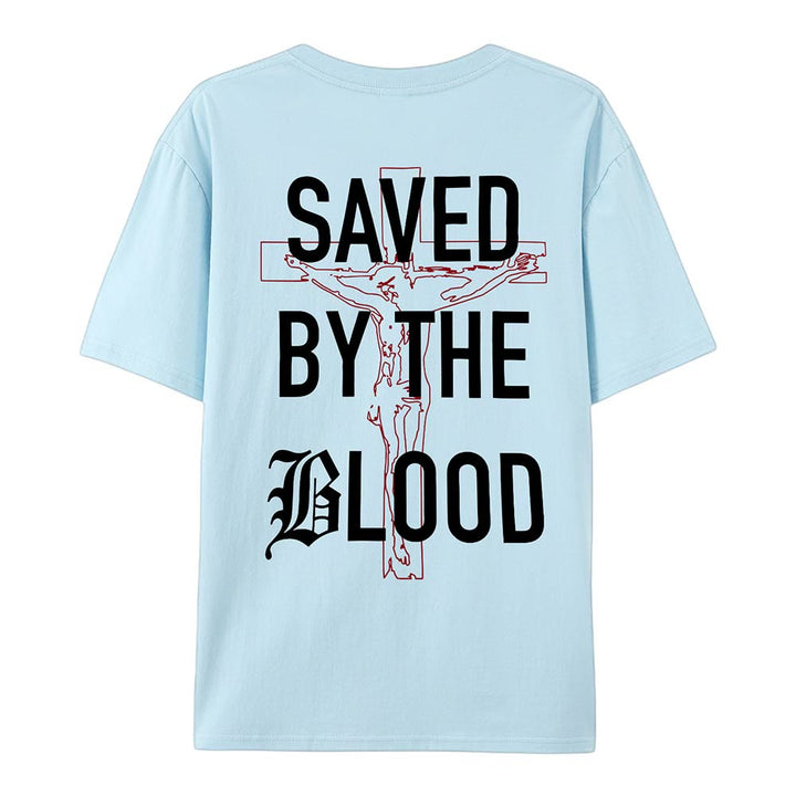 T-shirt en coton Christianartworkshop « Sauvé par le Seigneur » - Bleu - 2XL - image 19