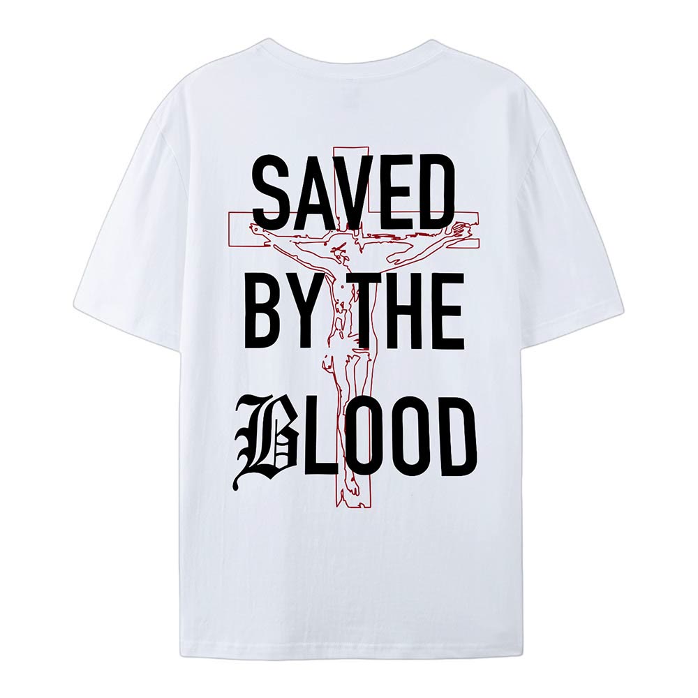 T-shirt en coton Christianartworkshop « Sauvé par le Seigneur » - image 1