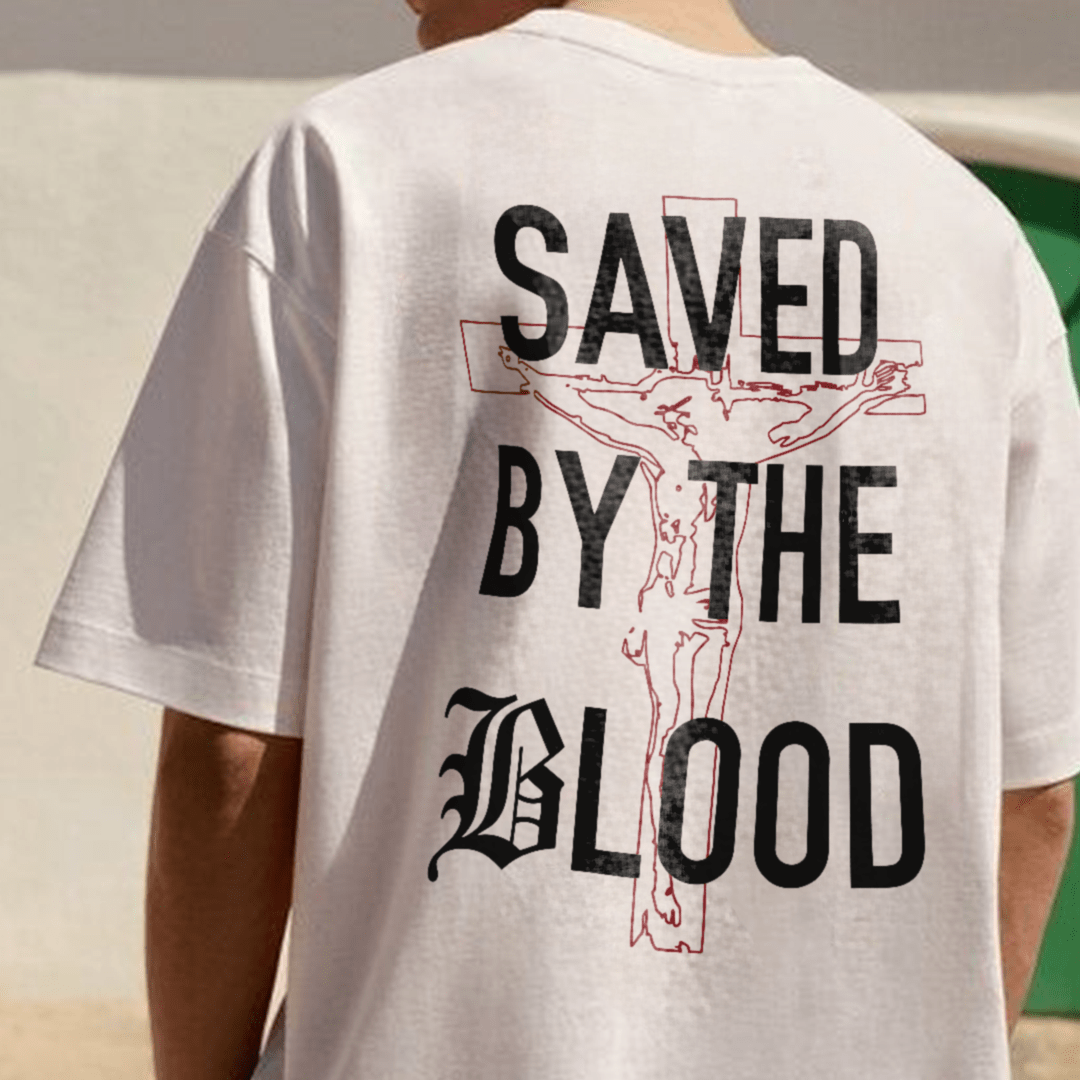 T-shirt en coton Christianartworkshop « Sauvé par le Seigneur » - image 5
