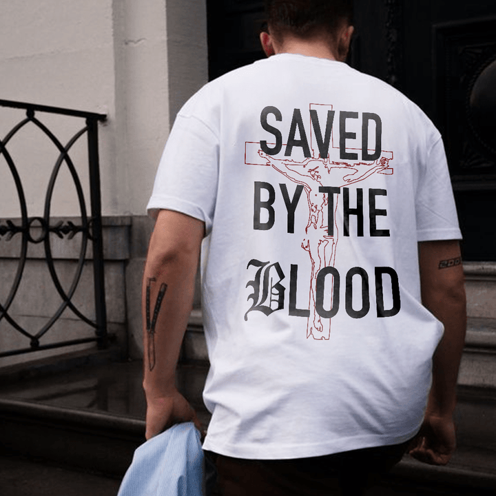 T-shirt en coton Christianartworkshop « Sauvé par le Seigneur » - image 6