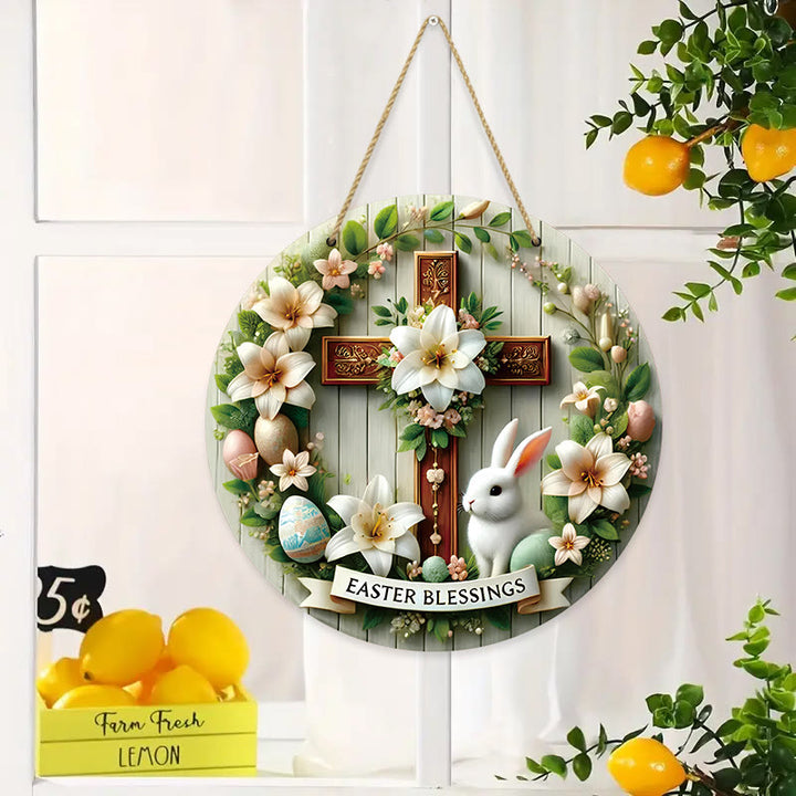 Christianartworkshop Croix de jardin florale en bois à suspendre, symbole de Pâques - image 5