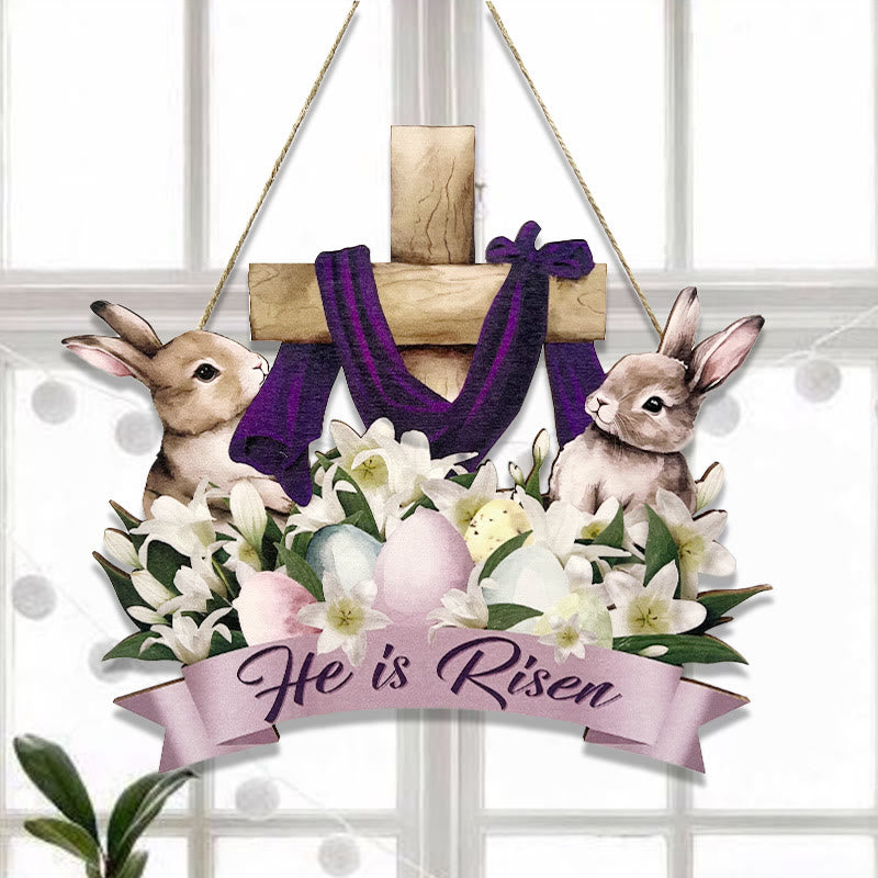 Christianartworkshop Il est ressuscité Lapin de Pâques Ornement à suspendre à la maison - image 1