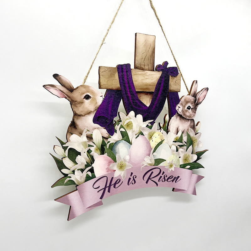 Christianartworkshop Il est ressuscité Lapin de Pâques Ornement à suspendre à la maison - image 3
