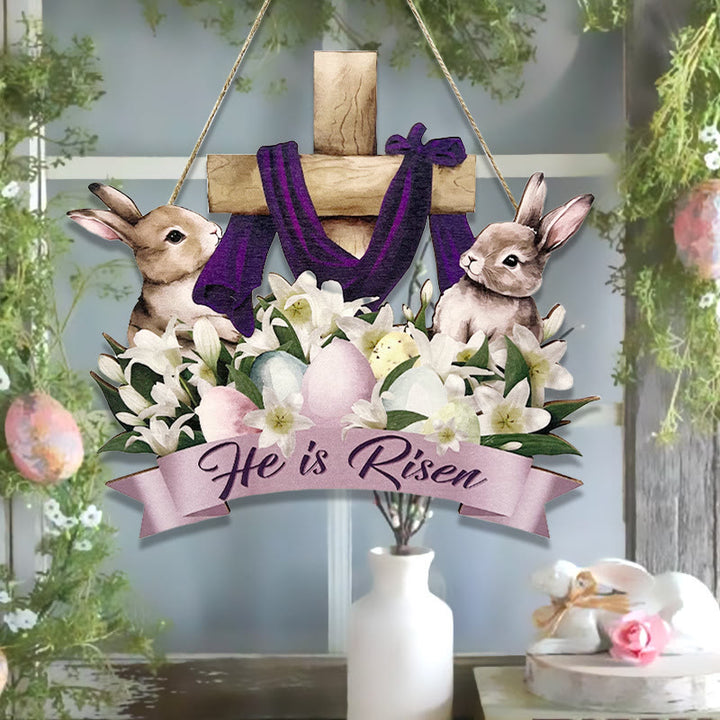 Christianartworkshop Il est ressuscité Lapin de Pâques Ornement à suspendre à la maison - Il est ressuscité - image 0