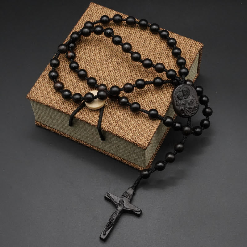 Christianartworkshop Chapelet crucifix en perles de bois d'olivier - Ébène - 8 mm - image 4