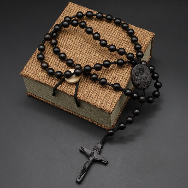 Christianartworkshop Chapelet crucifix en perles de bois d'olivier - Ébène - 8 mm - image 4