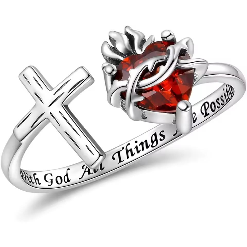 Bague Sacré-Cœur de Jésus de Christianartworkshop : Avec Dieu, tout est possible - image 0