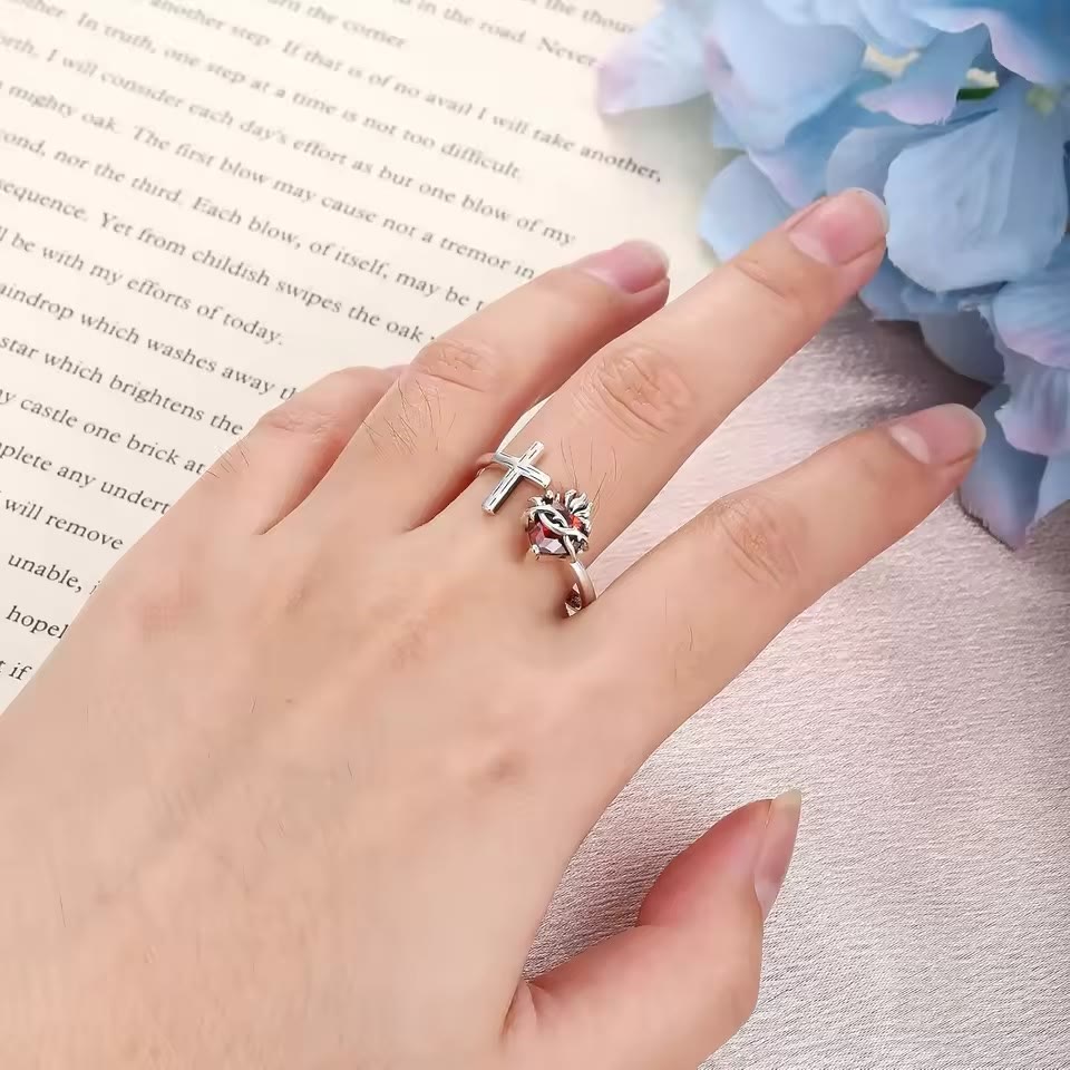 Bague Sacré-Cœur de Jésus de Christianartworkshop : Avec Dieu, tout est possible - image 4