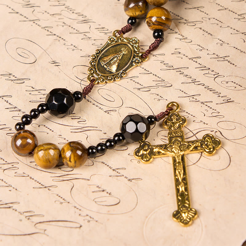 Christianartworkshop Chapelet en œil de tigre fabriqué à la main - Un design intemporel alliant élégance et force spirituelle - image 4