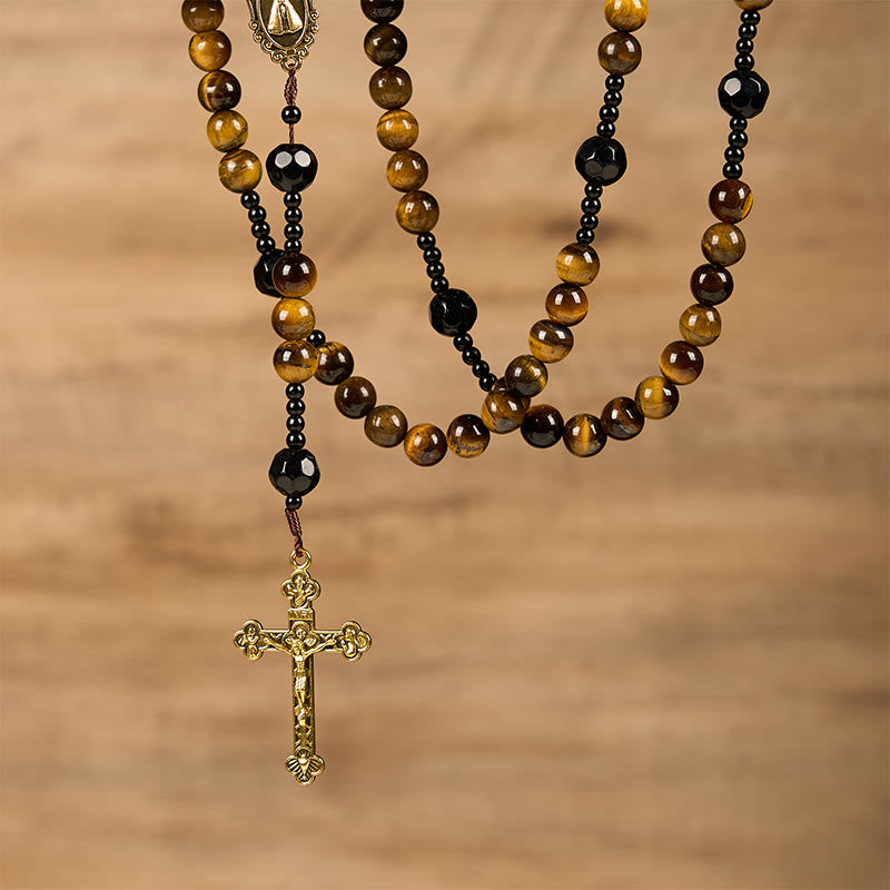 Christianartworkshop Chapelet en œil de tigre fabriqué à la main - Un design intemporel alliant élégance et force spirituelle - image 2