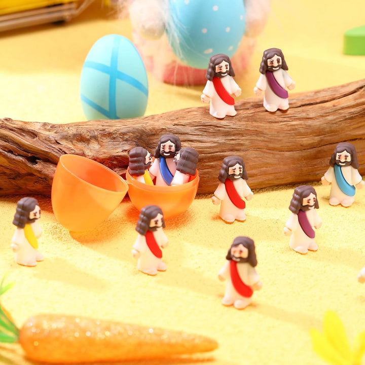 Christianartworkshop 10/20/30 œufs de Pâques avec figurine miniature de Jésus pour la chasse aux œufs/à remplir dans un panier de Pâques - 10 pièces/ensemble - image 0