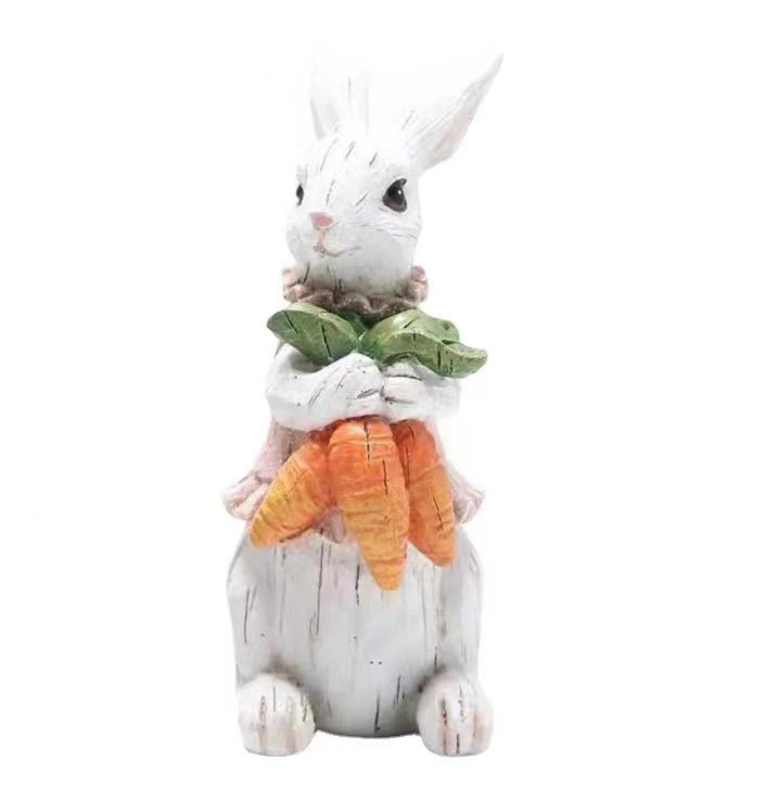 Christianartworkshop Ornement de Pâques en résine représentant un lapin - Célébrez Pâques - Lapin avec une carotte - image 1