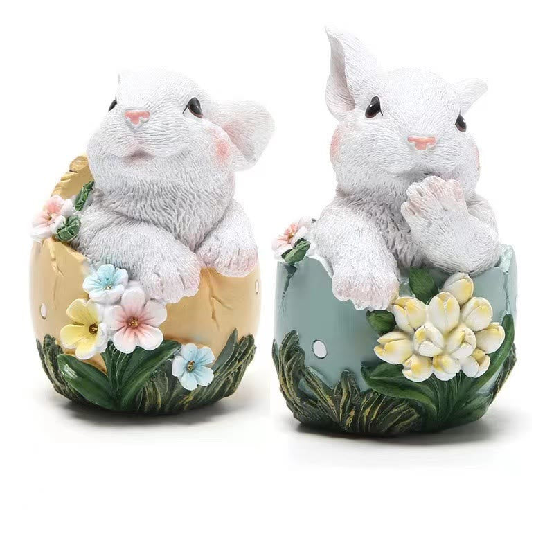 Christianartworkshop Ornement de Pâques en résine, lapin fleuri - Célébrez Pâques - image 0