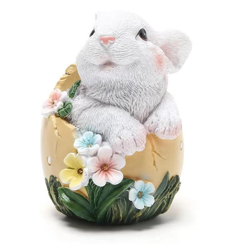 Christianartworkshop Ornement de Pâques en résine, lapin fleuri - Célébrez Pâques - Jaune - image 1