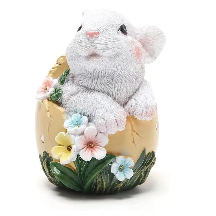 Christianartworkshop Ornement de Pâques en résine, lapin fleuri - Célébrez Pâques - Jaune - image 1
