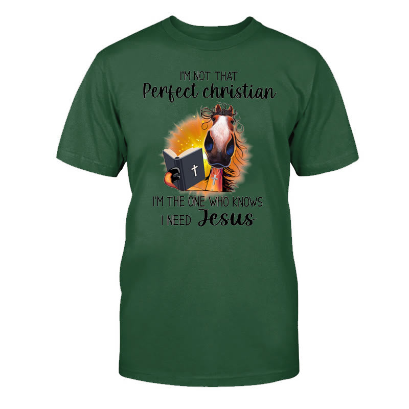 T-shirt classique Christianartworkshop « Je ne suis pas un chrétien parfait, j'ai besoin de Jésus » - Vert foncé - 2XL - image 16