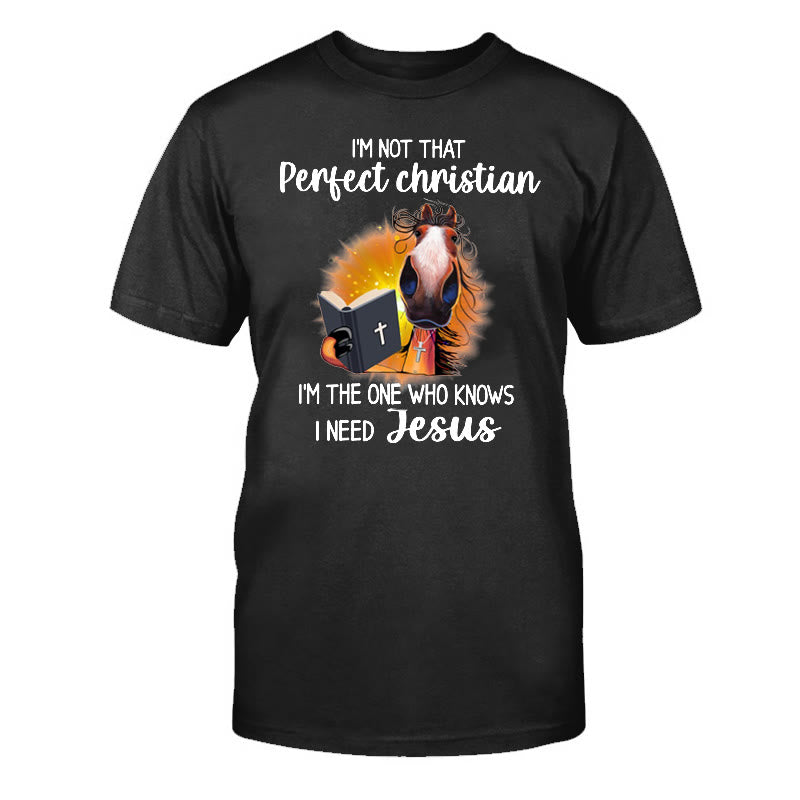 T-shirt classique Christianartworkshop « Je ne suis pas un chrétien parfait, j'ai besoin de Jésus » - Noir - 2XL - image 2