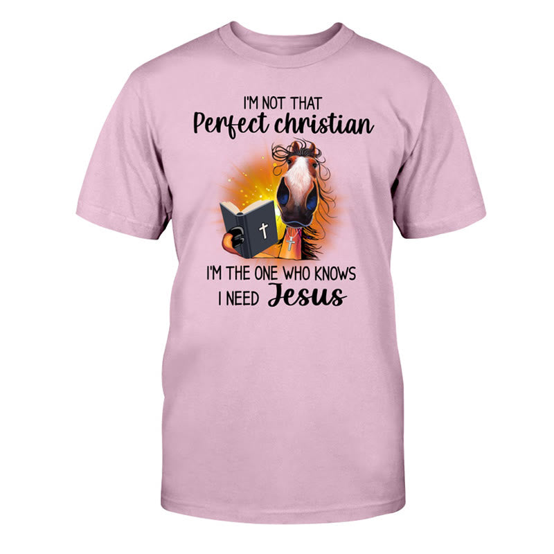 T-shirt classique Christianartworkshop « Je ne suis pas un chrétien parfait, j'ai besoin de Jésus » - Rose - 2XL - image 10