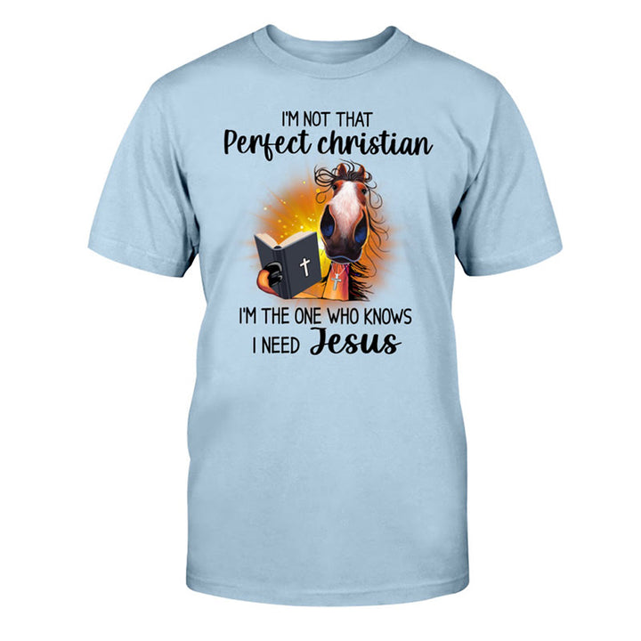 T-shirt classique Christianartworkshop « Je ne suis pas un chrétien parfait, j'ai besoin de Jésus » - Bleu - 2XL - image 8