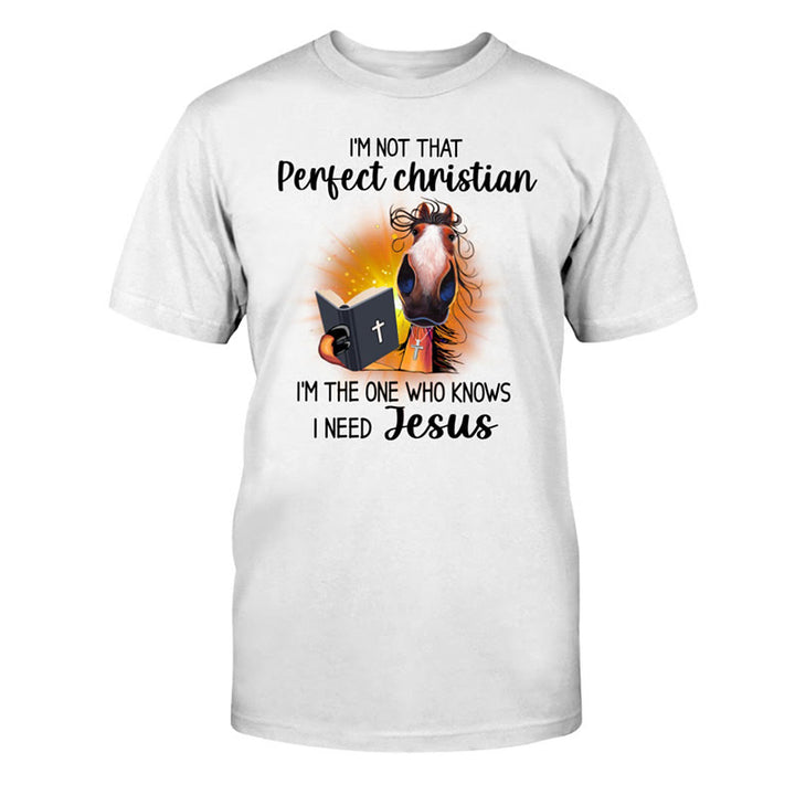 T-shirt classique Christianartworkshop « Je ne suis pas un chrétien parfait, j'ai besoin de Jésus » - Blanc - 2XL - image 0