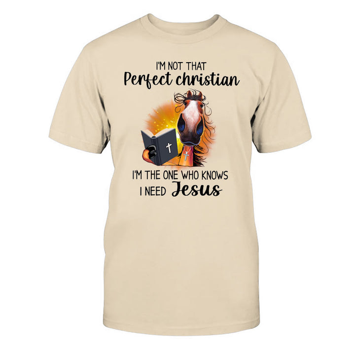 T-shirt classique Christianartworkshop « Je ne suis pas un chrétien parfait, j'ai besoin de Jésus » - Beige - 2XL - image 6