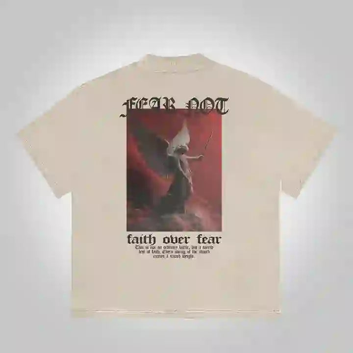 T-shirt en coton imprimé graphique Sopula « N’ayez pas peur – La foi plutôt que la peur », Christianartworkshop - Beige - 2XL - image 2