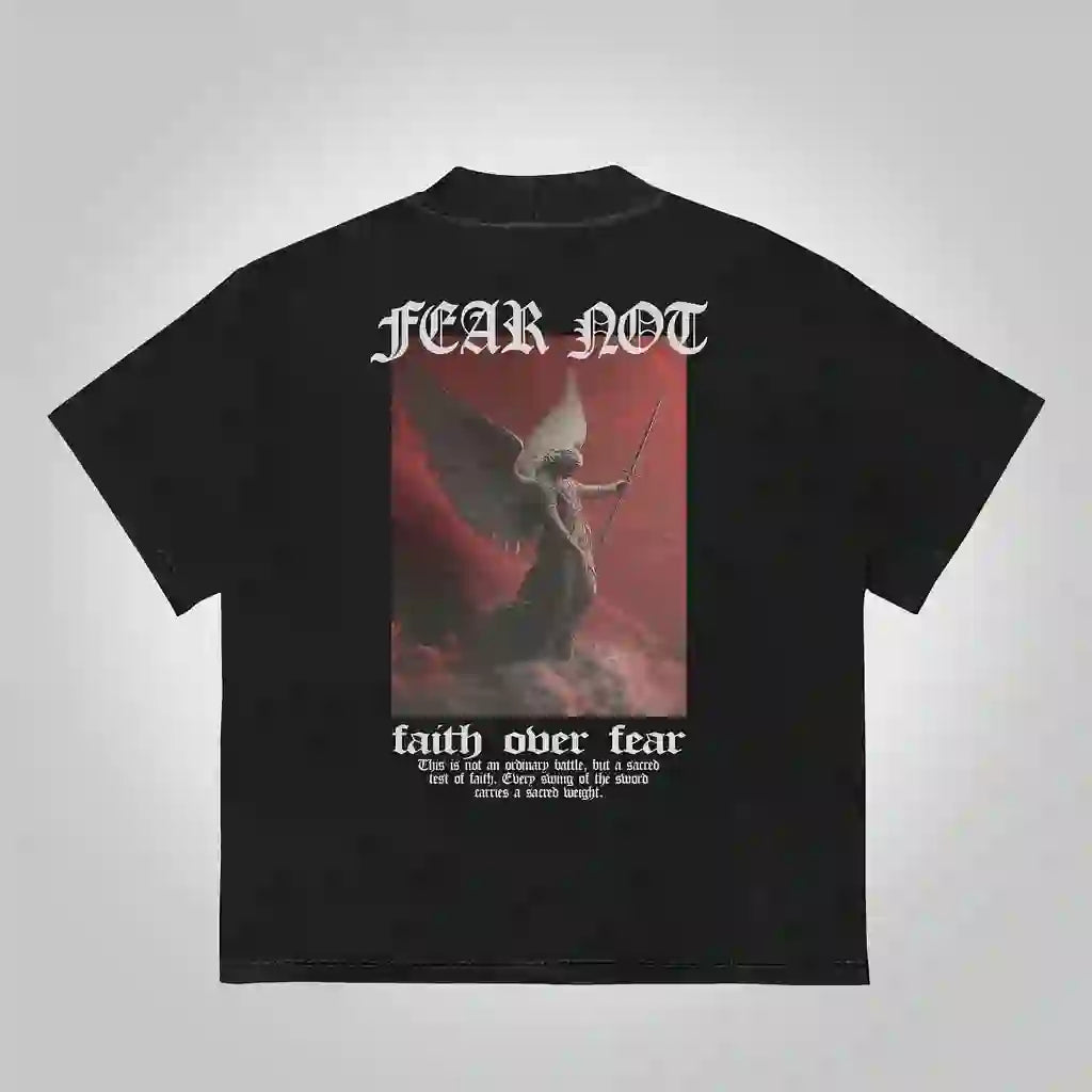 T-shirt en coton imprimé graphique Sopula « N’ayez pas peur – La foi plutôt que la peur », Christianartworkshop - Noir - 2XL - image 0