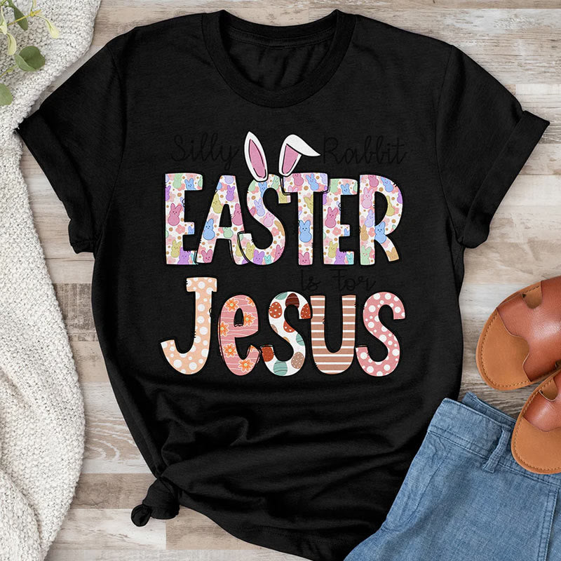 T-shirt « Pâques est pour Jésus » de Christianartworkshop avec des lapins en guimauve - Noir - 2XL - image 1