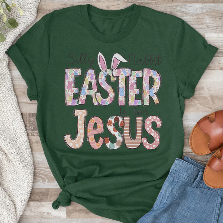 T-shirt « Pâques est pour Jésus » de Christianartworkshop avec des lapins en guimauve - Vert foncé - 2XL - image 3