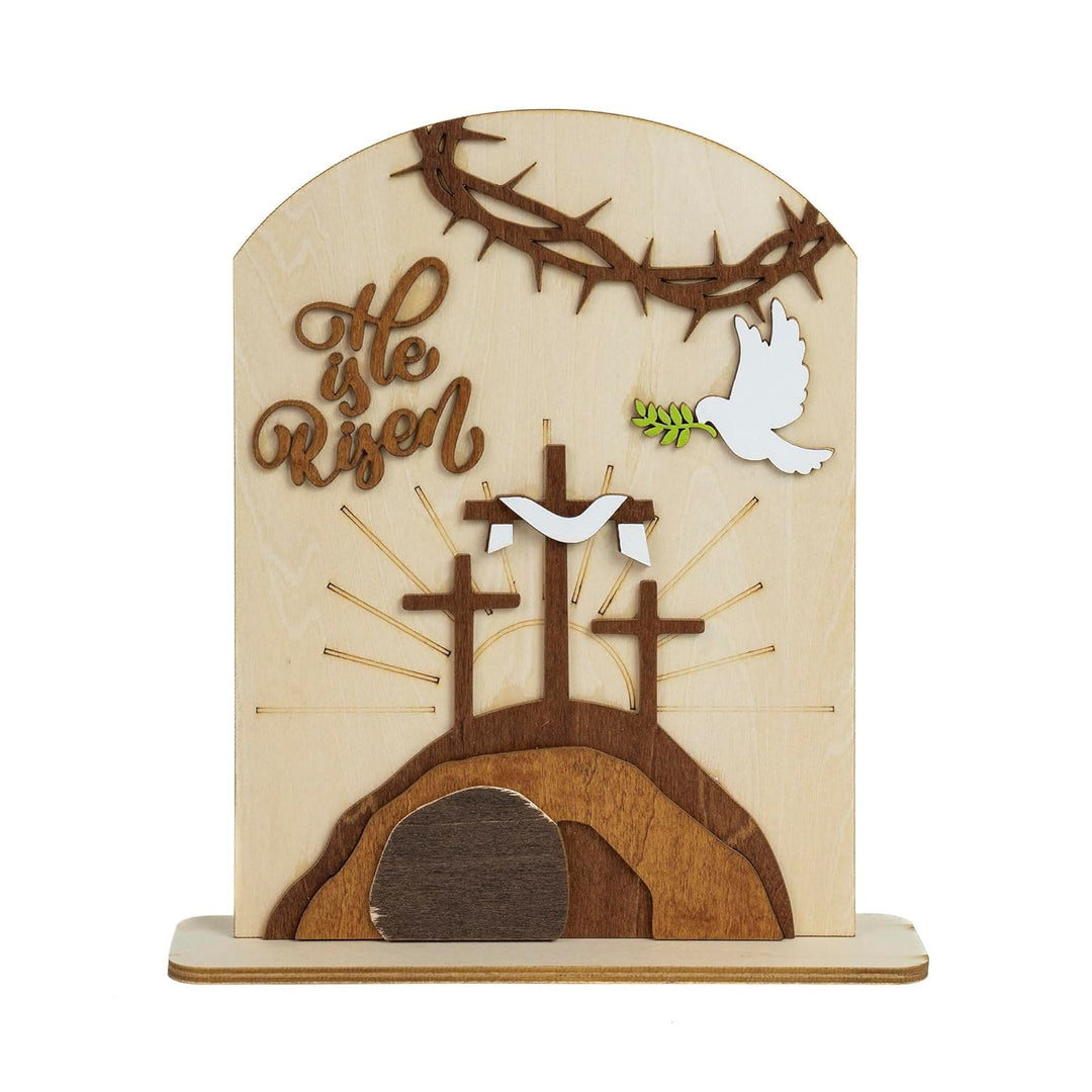Christianartworkshop Ensemble d'icônes de Pâques « Espoir ressuscité » : Présentoir décoratif en bois avec motifs de croix et de tombeau - image 4