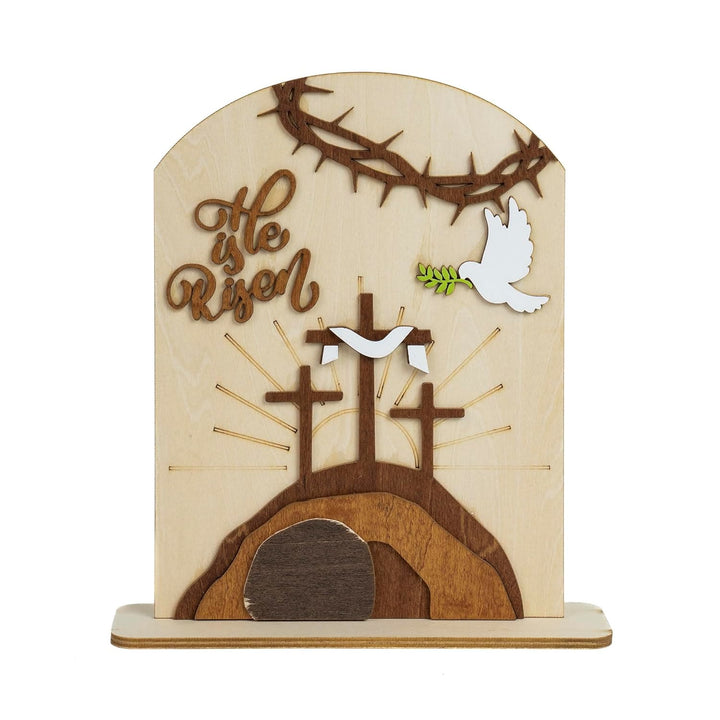 Christianartworkshop Ensemble d'icônes de Pâques « Espoir ressuscité » : Présentoir décoratif en bois avec motifs de croix et de tombeau - image 4
