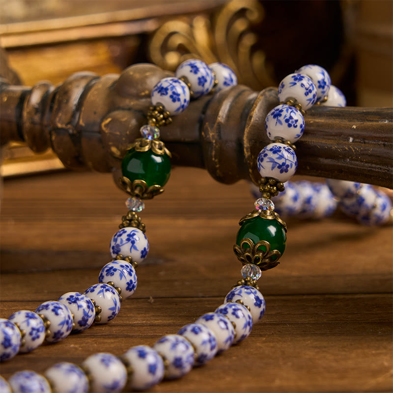 Christianartworkshop FOI EMPRISEUSE : Chapelet floral fait main en céramique de 8 mm et jade - image 8