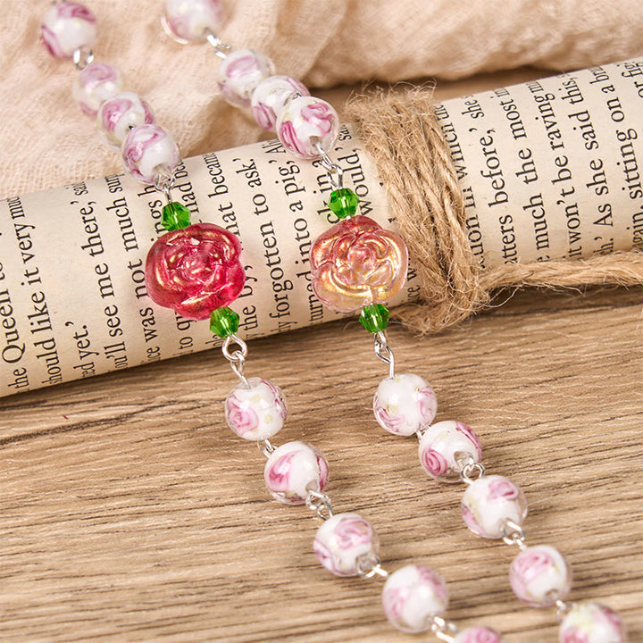 Christianartworkshop Médaille Sainte Thérèse et crucifix de 8 mm, chapelet élégant en rose et ivoire à motif floral — Accueillez la grâce et la beauté de la foi - image 5
