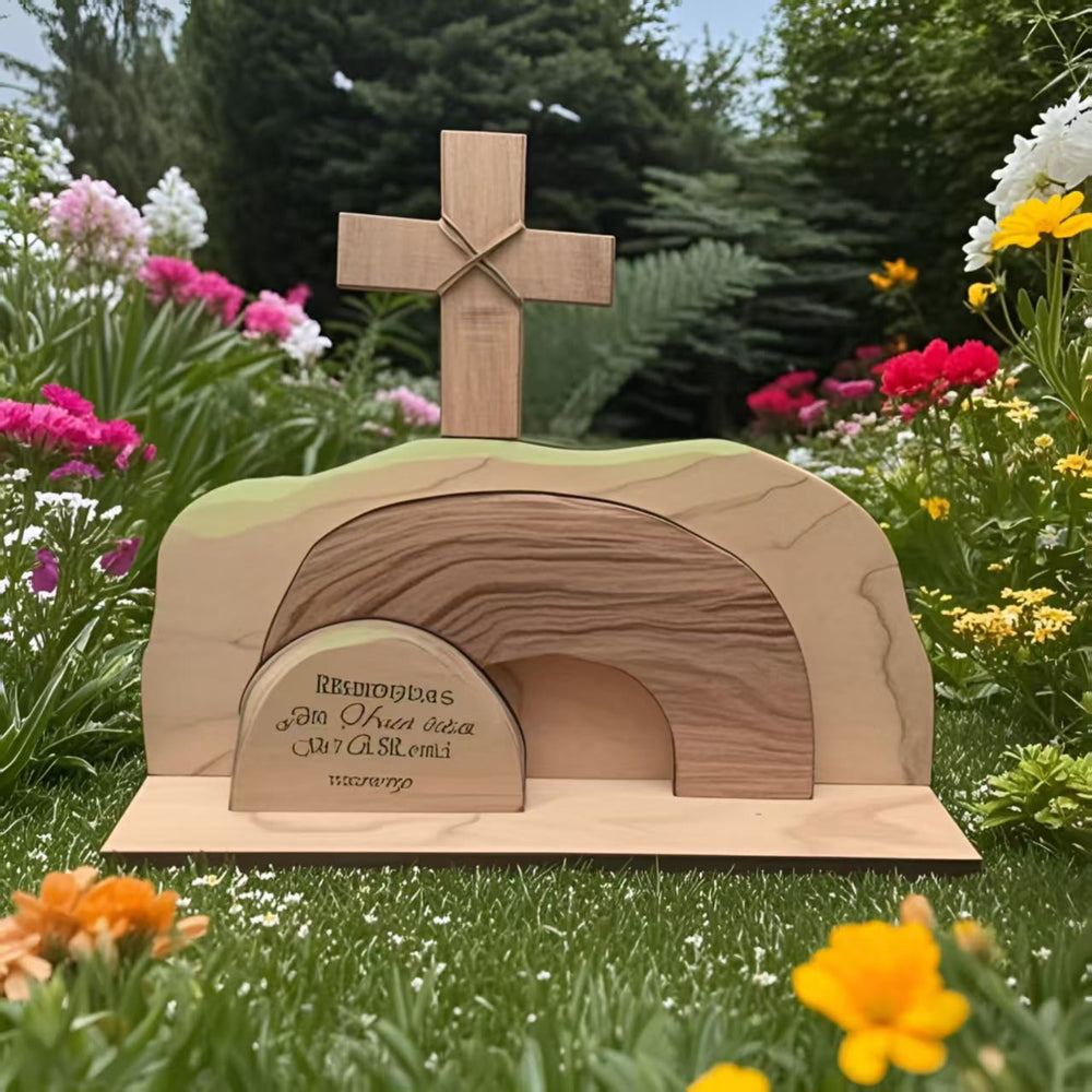 Christianartworkshop La scène de Pâques du tombeau vide et l'ornement en croix - image 1