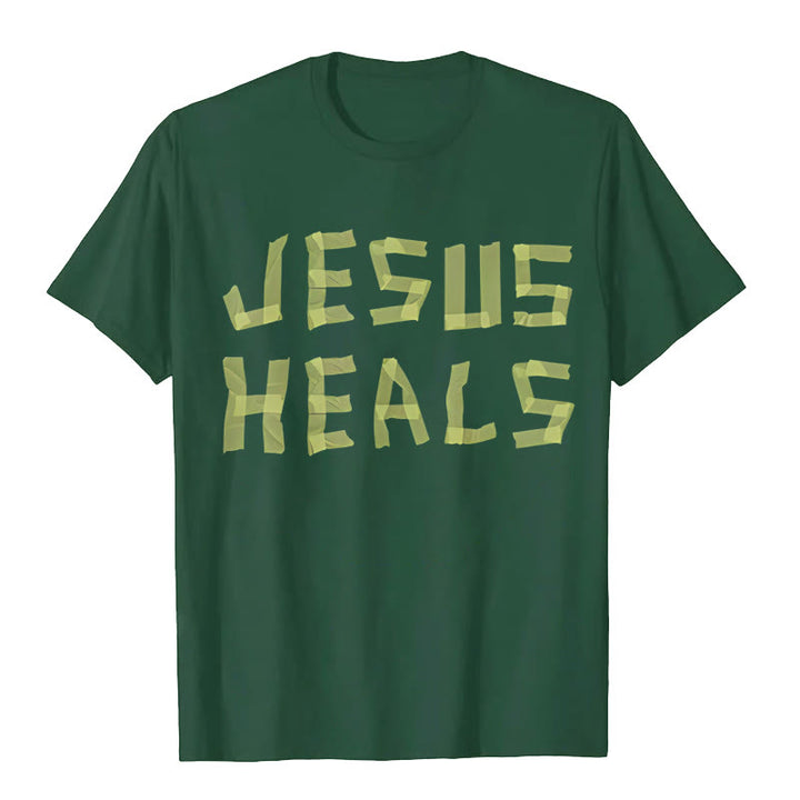 T-shirt graphique Christianartworkshop Jésus guérit - Vert foncé - 2XL - image 16