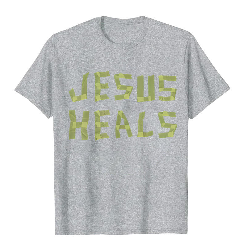 T-shirt graphique Christianartworkshop Jésus guérit - Gris - 2XL - image 6