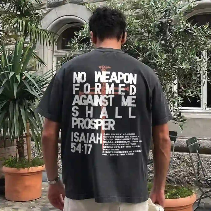 T-shirt unisexe délavé Christianartworkshop « Aucune arme n'est forgée contre moi » - image 2