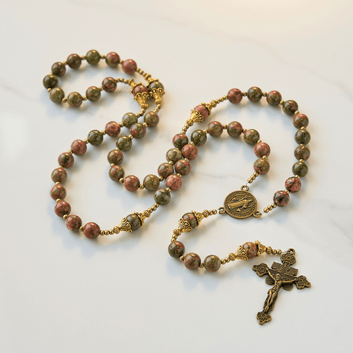 Christianartworkshop Jésus est le cadeau : Chapelet en pierre de chrysocolle fait main avec carte cadeau - image 4