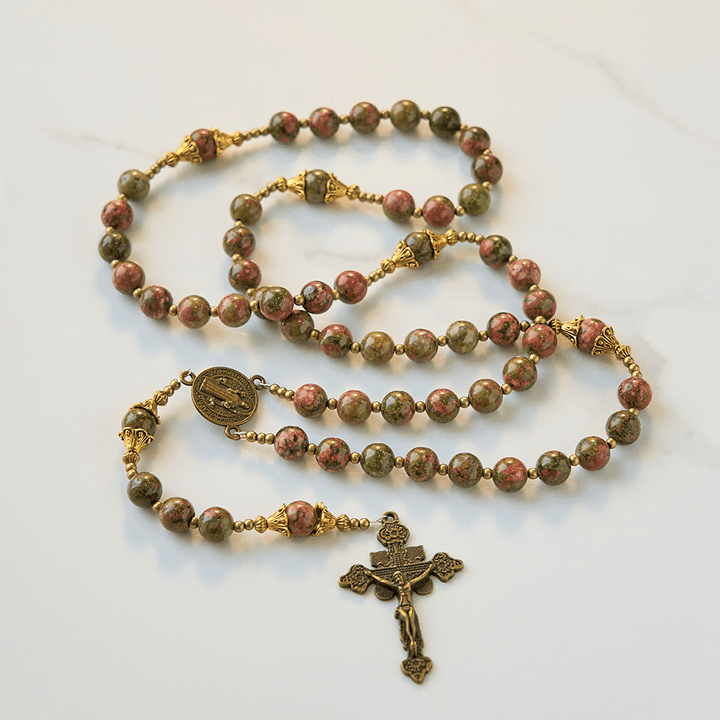 Christianartworkshop Jésus est le cadeau : Chapelet en pierre de chrysocolle fait main avec carte cadeau - image 5