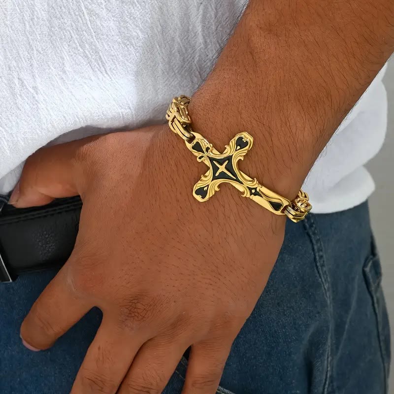 Bracelet homme Iron & Faith de Christianartworkshop : Force et rédemption dans chaque maillon - image 1